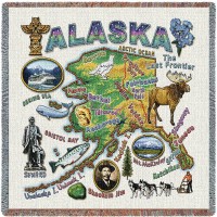 State of Alaska - Lap Square Cotton Woven Blanket Throw -  (54x54)