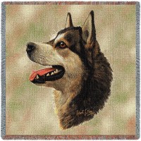 Alaskan Malamute - Robert May - Lap Square Cotton Woven Blanket Throw -  (54x54)