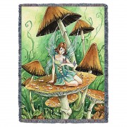 Among the Mushrooms - Meredith Dillman - Cotton Woven Blanket Throw -  (72x54)