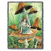 Among the Mushrooms - Meredith Dillman - Cotton Woven Blanket Throw -  (72x54)