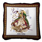 Angel Of Glory Textured Hand Finished Elegant Woven Throw Pillow Cover 100% Cotton  Size 17x17