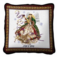 Angel Of Glory Textured Hand Finished Elegant Woven Throw Pillow Cover 100% Cotton  Size 17x17