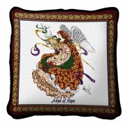 Angel Of Hope Textured Hand Finished Elegant Woven Throw Pillow Cover 100% Cotton  Size 17x17