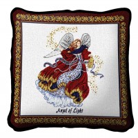Angel Of Light Textured Hand Finished Elegant Woven Throw Pillow Cover 100% Cotton  Size 17x17
