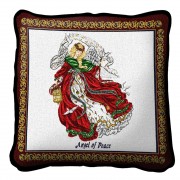 Angel Of Peace Textured Hand Finished Elegant Woven Throw Pillow Cover 100% Cotton  Size 17x17