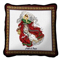 Angel Of Peace Textured Hand Finished Elegant Woven Throw Pillow Cover 100% Cotton  Size 17x17