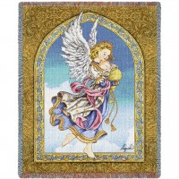 Guardian Angel and Baby - Ingrid - Cotton Woven Blanket Throw -  (72x54)