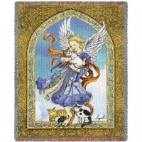 Angel and Cats - Ingrid - Cotton Woven Blanket Throw -  (72x54)