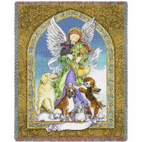 Angel and Dogs - Ingrid - Cotton Woven Blanket Throw -  (72x54)