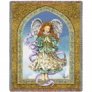 Angel in Prayer - Ingrid - Cotton Woven Blanket Throw -  (72x54)