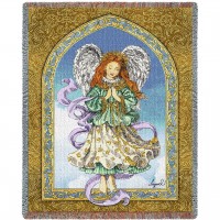 Angel in Prayer - Ingrid - Cotton Woven Blanket Throw -  (72x54)