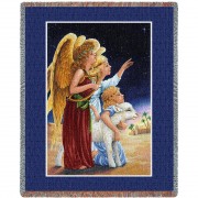 Christmas Angels At Night Lynn Bywaters - Cotton Woven Blanket Throw -  (72x54)