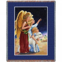 Christmas Angels At Night Lynn Bywaters - Cotton Woven Blanket Throw -  (72x54)