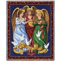 Christmas Angels - Lynn Bywaters - Cotton Woven Blanket Throw -  (72x54)