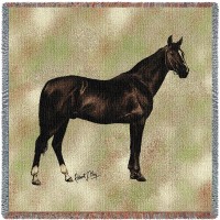 Anglo Arabian Horse - Robert May - Lap Square Cotton Woven Blanket Throw -  (54x54)