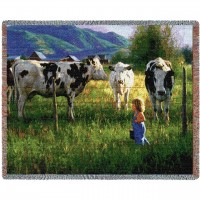 Anniken And The Cows - Robert Duncan - Cotton Woven Blanket Throw -  (72x54)