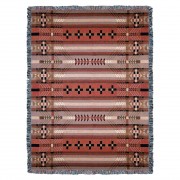 Antelope Ridge - Earth - Southwest Native American Inspired Tribal Camp - Cotton Woven Blanket Throw -  (72x54)