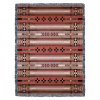 Antelope Ridge - Earth - Southwest Native American Inspired Tribal Camp - Cotton Woven Blanket Throw -  (72x54)