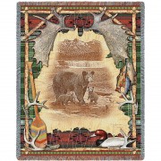 Antler Lodge - Cotton Woven Blanket Throw -  (72x54)