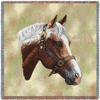 Appaloosa Horse - Robert May - Lap Square Cotton Woven Blanket Throw -  (54x54)