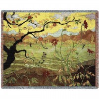 Apple Tree with Red Fruit - Paul Ramson - Paul Ransom - Cotton Woven Blanket Throw -  (72x54)
