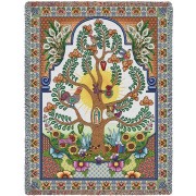 Arboles de la Vida - Tree of Life -Our Lady Of Guadalupe - Nuestra Senora de Guadalupe - Symbol of Catholic Mexicans - Mexico - Cotton Woven Blanket Throw -  (72x54)