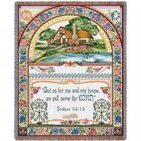 But As For Me And My House We Will Serve The Lord - Joshua 24:15 - Judy Hand - Cotton Woven Blanket Throw -  (72x54)