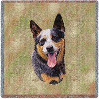 Australian Cattle Dog - Robert May - Lap Square Cotton Woven Blanket Throw -  (54x54)