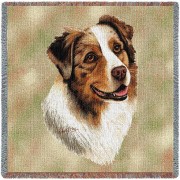 Australian Shepherd - Robert May - Lap Square Cotton Woven Blanket Throw -  (54x54)