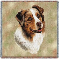 Australian Shepherd - Robert May - Lap Square Cotton Woven Blanket Throw -  (54x54)
