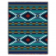 Balpinar - Southwest Native American Inspired Tribal Camp - Cotton Woven Blanket Throw -  (72x54)