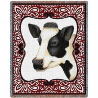 Bandana Cow - Stephanie Stouffer - Cotton Woven Blanket Throw -  (72x54)