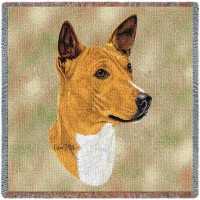 Basenji - Robert May - Lap Square Cotton Woven Blanket Throw -  (54x54)
