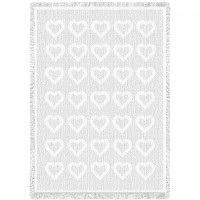 Basketweave Hearts White Small Blanket