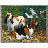 Bassett Hound and Butterfly - Bob Christie - Cotton Woven Blanket Throw -  (72x54)