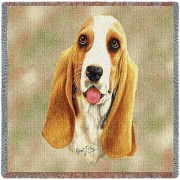Bassett Hound - Robert May - Lap Square Cotton Woven Blanket Throw -  (54x54)