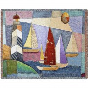 Bay Regatta - Cotton Woven Blanket Throw -  (72x54)