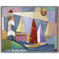 Bay Regatta - Cotton Woven Blanket Throw -  (72x54)
