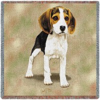 Beagle Puppy - Robert May - Lap Square Cotton Woven Blanket Throw -  (54x54)