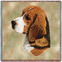 Beagle - Robert May - Lap Square Cotton Woven Blanket Throw -  (54x54)
