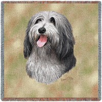 Bearded Collie - Robert May - Lap Square Cotton Woven Blanket Throw -  (54x54)