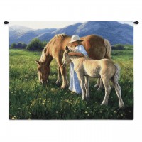 Beautiful Blondes - Woven Tapestry Wall Art Hanging - Rich Equestrian Landscape - 100% Cotton Size 34x26