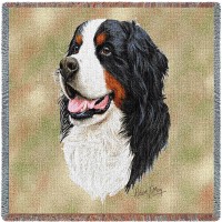 Bernese Mountain - Robert May - Lap Square Cotton Woven Blanket Throw -  (54x54)