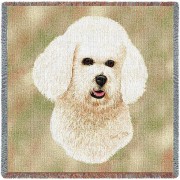 Bichon Frise - Robert May - Lap Square Cotton Woven Blanket Throw -  (54x54)