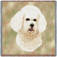 Bichon Frise - Robert May - Lap Square Cotton Woven Blanket Throw -  (54x54)