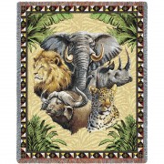 Big Five Safari - Katie Dobson Cundiff - Cotton Woven Blanket Throw -  (72x54)
