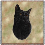 Black Cat - Robert May - Lap Square Cotton Woven Blanket Throw -  (54x54)