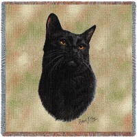 Black Cat - Robert May - Lap Square Cotton Woven Blanket Throw -  (54x54)