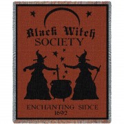 Black Witch Society - Cotton Woven Blanket Throw -  (72x54)