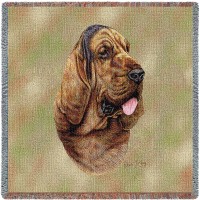 Bloodhound - Robert May - Lap Square Cotton Woven Blanket Throw -  (54x54)